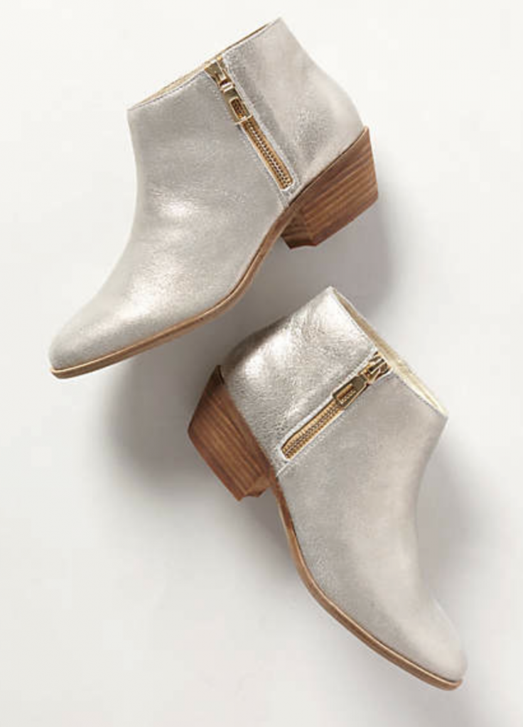 Anthropologie Shimmered Suede Booties