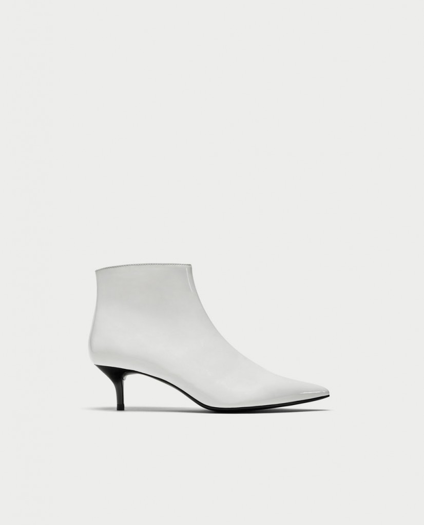 Zara Kitten Heel Faux Patent Ankle Boots