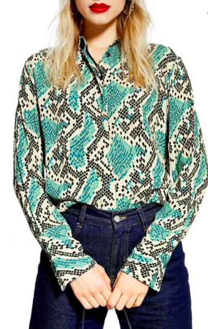 TOPSHOP Snake Print Mensy Shirt